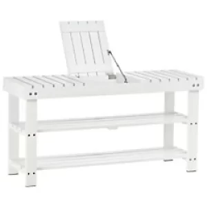 Image of HOMCOM Shoe Rack Bench 837-054WT Pine Wood, MDF White 900 mm x 290 mm x 450 mm