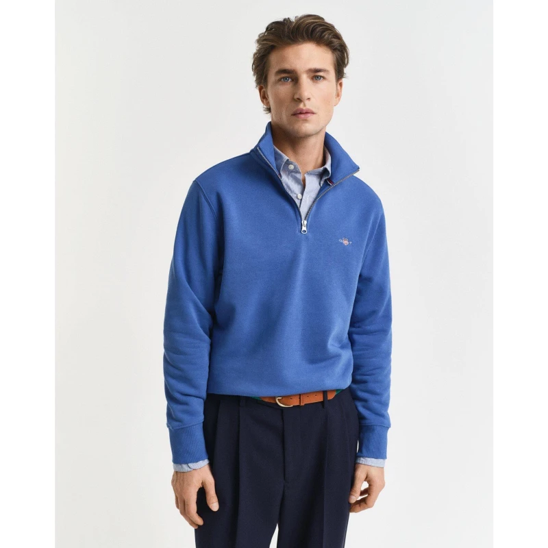Image of Gant Shield Half-Zip Sweatshirt Rich Blue male S