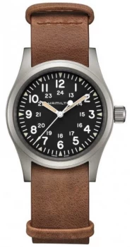 Image of Hamilton Khaki Field Mechanical Black Dial Brown Watch