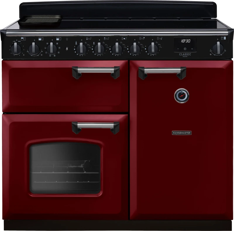 Image of Rangemaster CLDL100EIPBOR/CM1 Classic Deluxe 100cm Induction Range Cooker Chrome Trim 14679 - BORDEAUX CLDL100EIPBOR/CM1