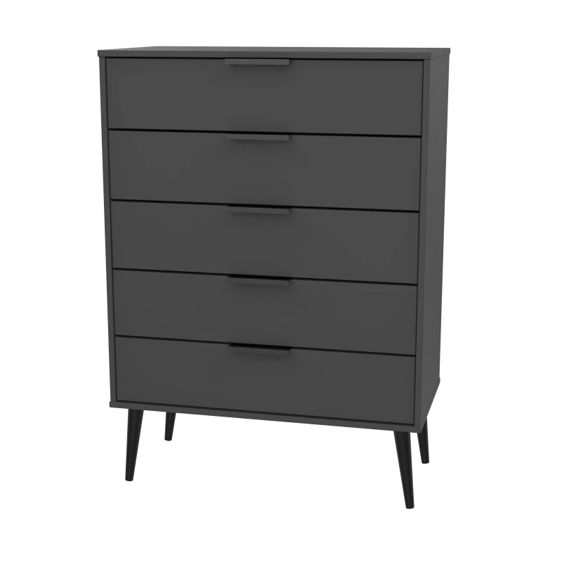 Image of Fuji 5 Drawer Chest In Graphite (Ready Assembled)