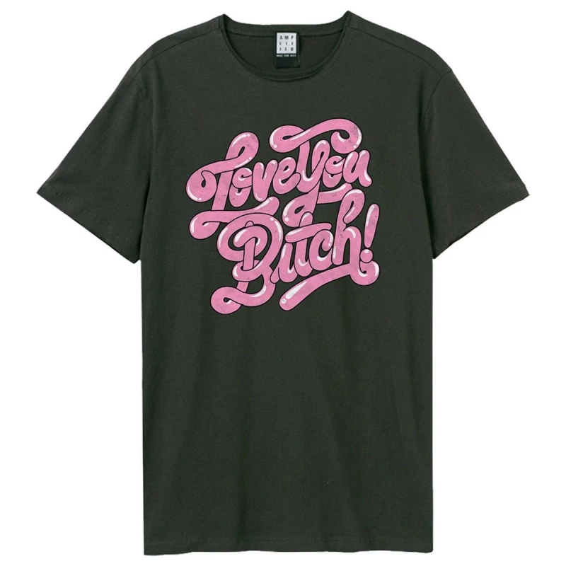 Image of Amplified Amplified Men Love You Bitch Lizzo T-Shirt in Charcoal Size: Small Charcoal S Male 5063470014330