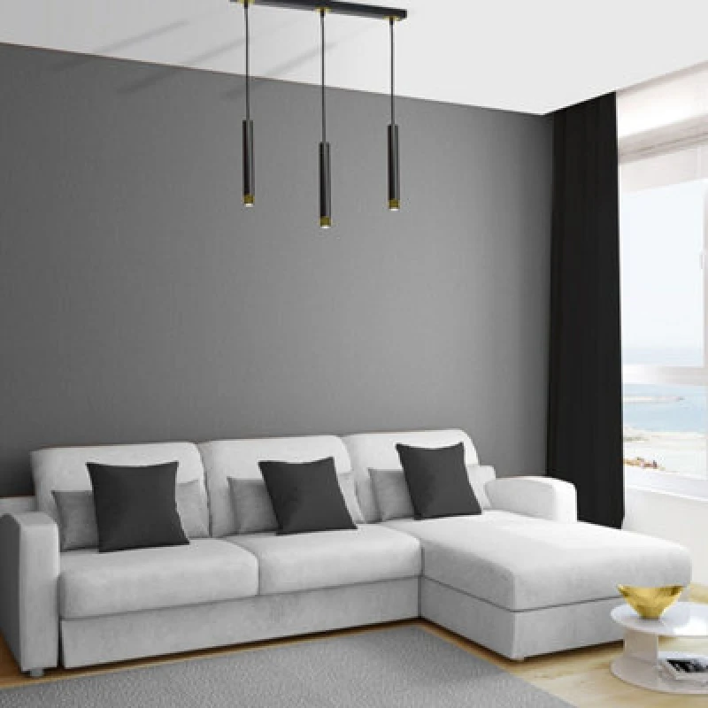Image of Milagro Dani Black/gold Pendant 3Xgu10 Elegant Modern Hanging Ceiling Lamps Enhanced Beautifully With Gold Detail