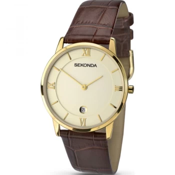 Image of Sekonda Gold And Brown Watch - 1041 - multicoloured