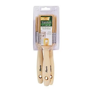 Image of Harris Timbercare Mixed Size Woodstain & Varnish Brushes - Pack of 3