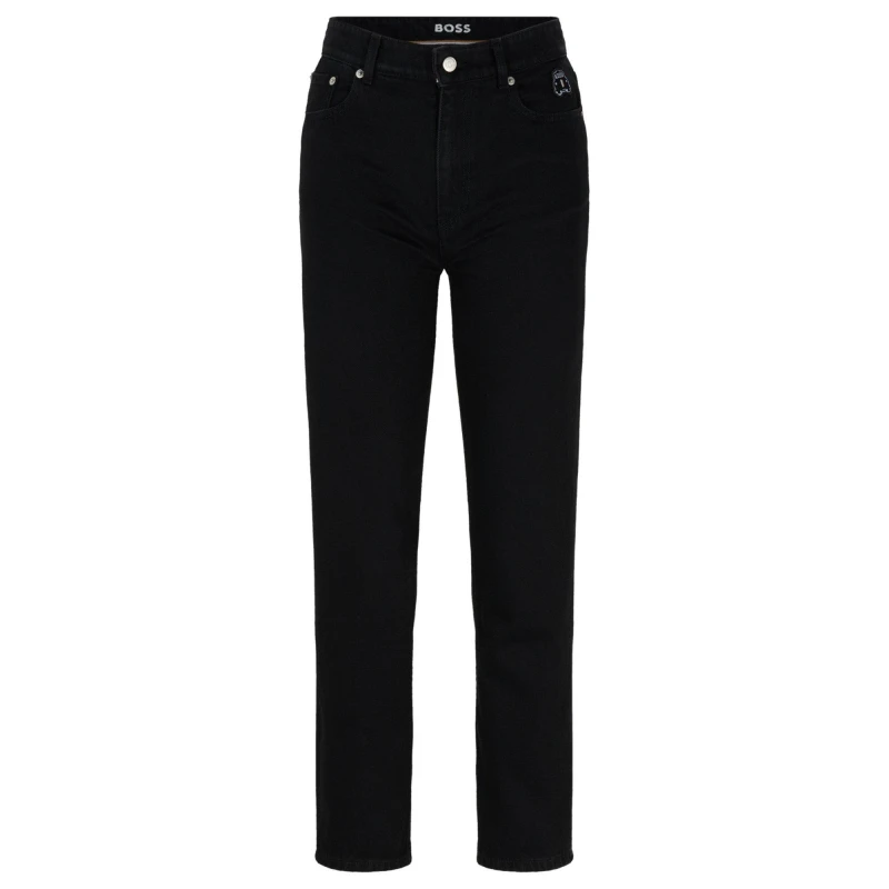 Image of Boss Womens Straight Cropped Jeans Black female 26 L32