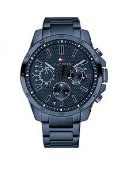 Image of Tommy Hilfiger Blue Chronograph Dial Blue IP Stainless Steel Bracelet Mens Watch, One Colour, Men