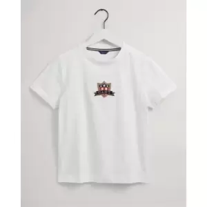 Image of Gant Banner Shield T Shirt Womens - White