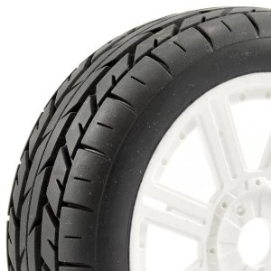 Image of Fastrax 1:8 Eagle Tread Mounted On 8-Spoke White (Pr)