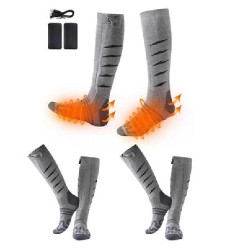 Image of Ezysleep Ezysleep 2 Pairs of Rechargeable Heated Socks in Silver Silver One Size Unisex 5034567875783