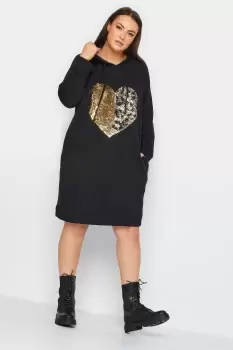 Image of Sequin Heart Midi Hoodie Dress