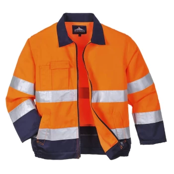 Image of Portwest Madrid Hi Vis Jacket Orange / Navy S
