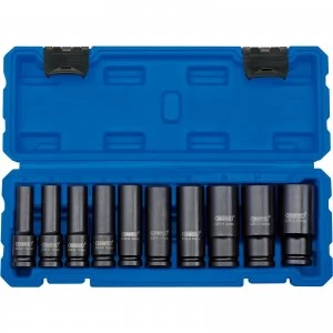Image of Draper 10 Piece 1/2" Drive Deep Impact Hex Socket Set Metric 1/2"
