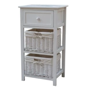 Image of Charles Bentley Home Wooden Storage Tower with 2 Wicker Baskets