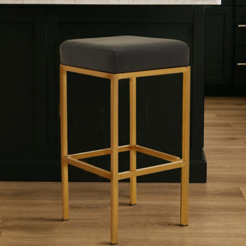 Image of Premier Housewares Interiors by Premier Baina Pu Finish Bar Chair Midnight