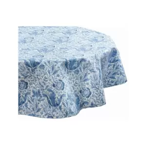 Image of William Morris Blue Compton 132cm Circular Fabric Tablecloth