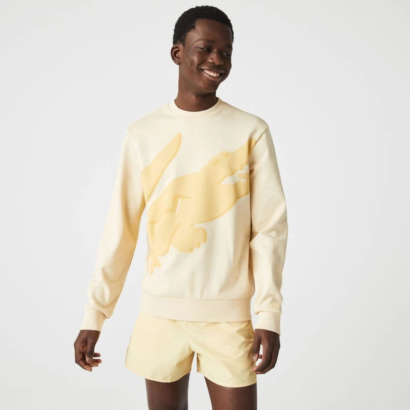 Image of Lacoste Classic Fit Big Logo Sweatshirt Yellow male S