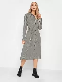 Image of Long Tall Sally Long Tall Sally Natural/black Diagonal Stripe Midi Shirt Dress, Natural, Size 12, Women