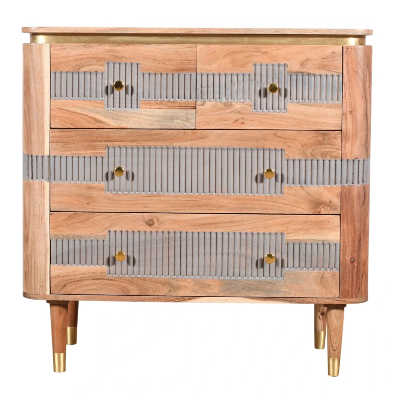 Image of Indian Hub Wilton Acacia Wood 4 Drawers Chest