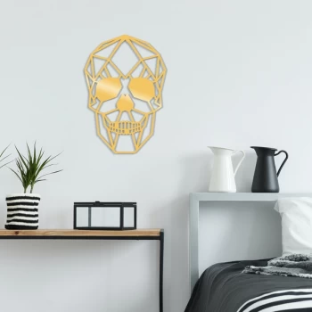 Image of Skull Metal Decor - Gold Gold Decorative Metal Wall Accessory