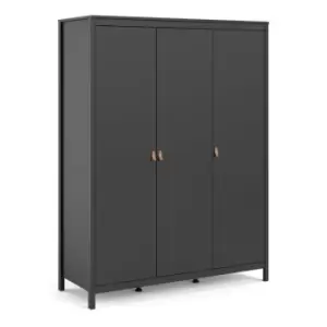 Image of Barcelona Wardrobe With 3 Doors In Matt Black