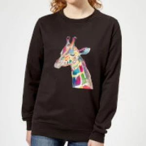 Image of Multicolour Watercolour Giraffe Womens Sweatshirt - Black - 5XL