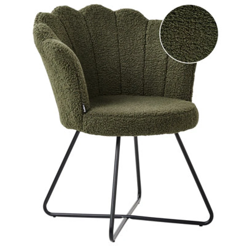 Image of Beliani Armchair Lovelock Boucle Dark Green