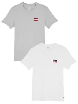 Image of Levis Graphic Logo 2 Pack T-Shirt - White, Size 2XL, Men