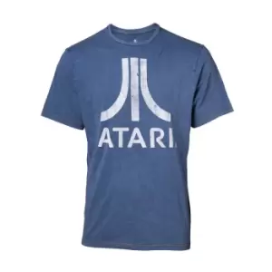 Image of Atari Logo Faux Denim T-Shirt, Male, Small, Blue (TS551120ATA-S)