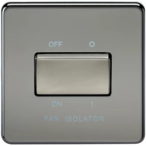 Image of KnightsBridge 10A 1G 3 Pole 230V Screwless Black Nickel Electric Fan Isolator Switch