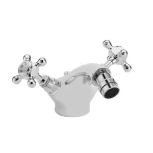 Image of Hudson Reed White Topaz With Crosshead Bidet Tap - Chrome