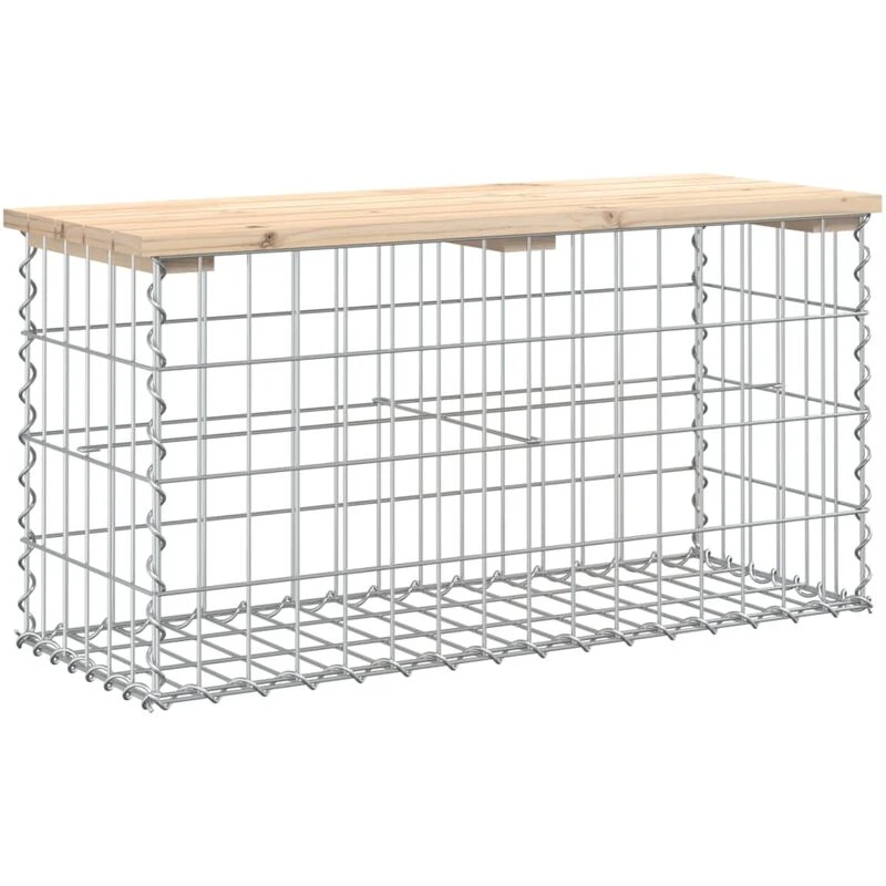 Image of vidaXL Garden Bench Gabion Design 83x31.5x42cm Solid Wood Pine, Brown 834347