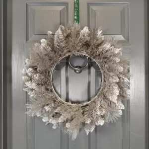 Image of 50cm Premier Snow Tipped Silver Christmas Glitter Door Wreath Decoration