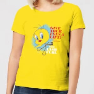 Image of Looney Tunes ACME Lash Curler Womens T-Shirt - Yellow - L - Yellow