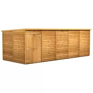 Image of Power Sheds 20 x 8ft Double Door Pent Overlap Dip Treated Windowless Shed