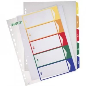 Image of Leitz 12910000 Index A4, Oversized 1-5 Polypropylene Multicolour 5 dividers Printable 12910000