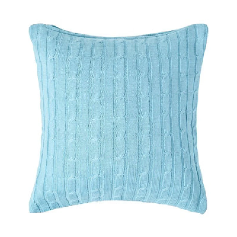 Image of Homescapes Cotton Cable Knit Cushion Cover, 45 x 45cm Blue