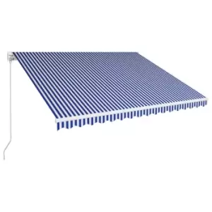Image of Vidaxl Manual Retractable Awning 400X300 Cm Blue And White