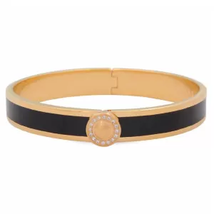 Image of Ladies Halcyon Days Gold Plated Sparkle Button Bangle HBSBP0210G