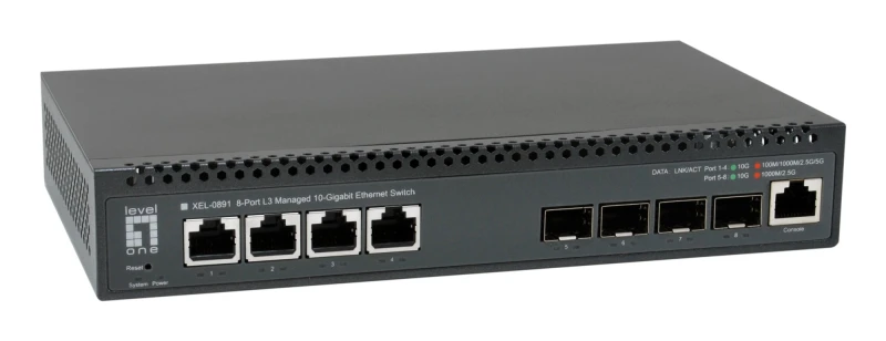 Image of LevelOne 8-Port L3 Managed 10-Gigabit Ethernet Switch; 4 x 1G/2.5G/5G/
