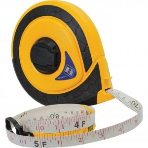 Image of Faithfull Fully Enclosed Abs Fibreglass Long Tape Imperial & Metric 100ft / 30m 13mm