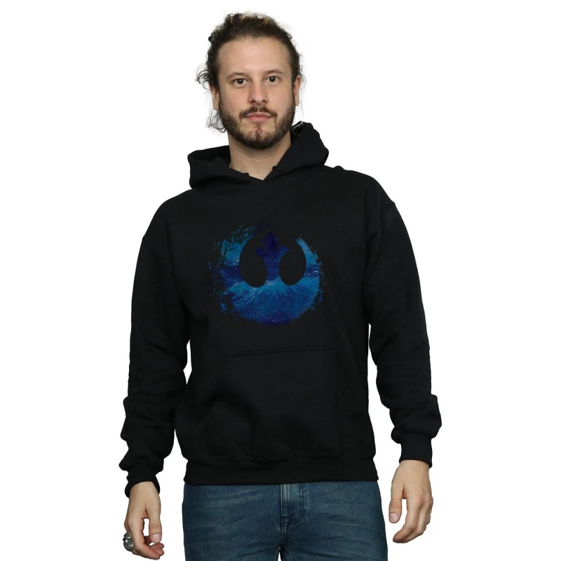 Image of Disney Men Star Wars The Rise Of Skywalker Resistance Symbol Wave Hoodie in Black Size: Small Black S Male 5059400287998