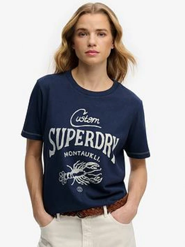 Image of Superdry Womens T-Shirt Superdry Heritage Hamptons Bleu Female XS