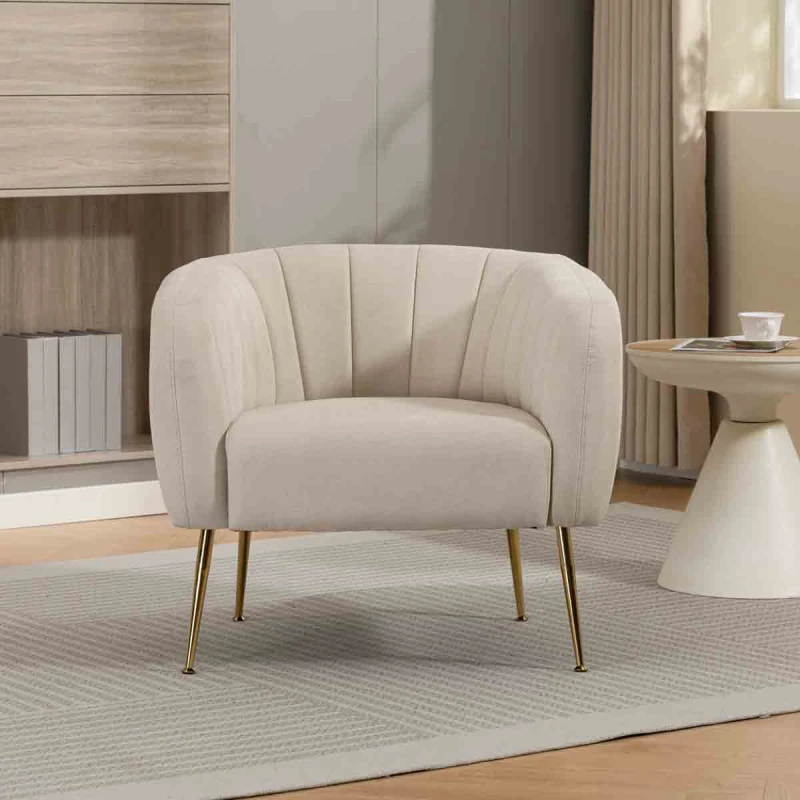 Image of Unknown Stanton 81Cm Wide Beige Soft Fabric Accent Chair
