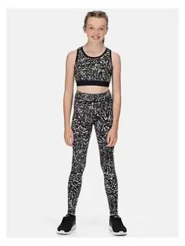 Image of Regatta Girls Atkin Sports Bra & Legging Set - Black/white, Black/White, Size 7-8 Years, Women