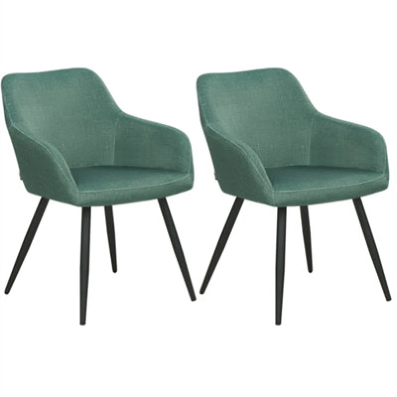Image of Beliani Set Of 2 Dining Chairs Casmalia Velvet Dark Green