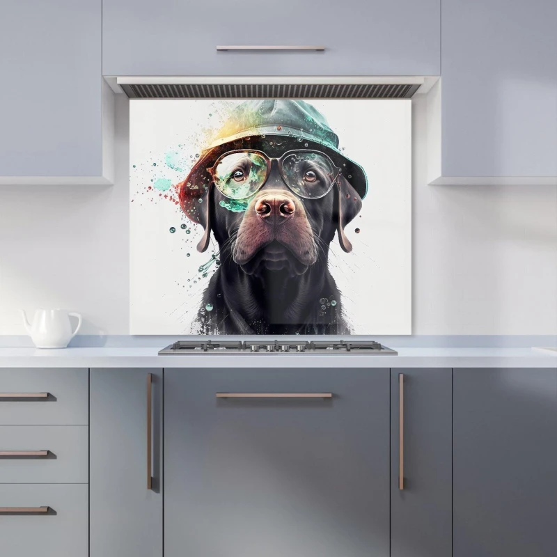 Image of Warren Reed - Designer Splashart Labrador Retriever Dog Kitchen Splashback Size: 900mm x 750mm Multicolor Unisex 900mm x 750mm