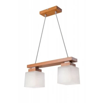 Image of Lamkur Lighting - Kubus Bar Pendant Ceiling Light, Glass Shades Rustic, 2x E27