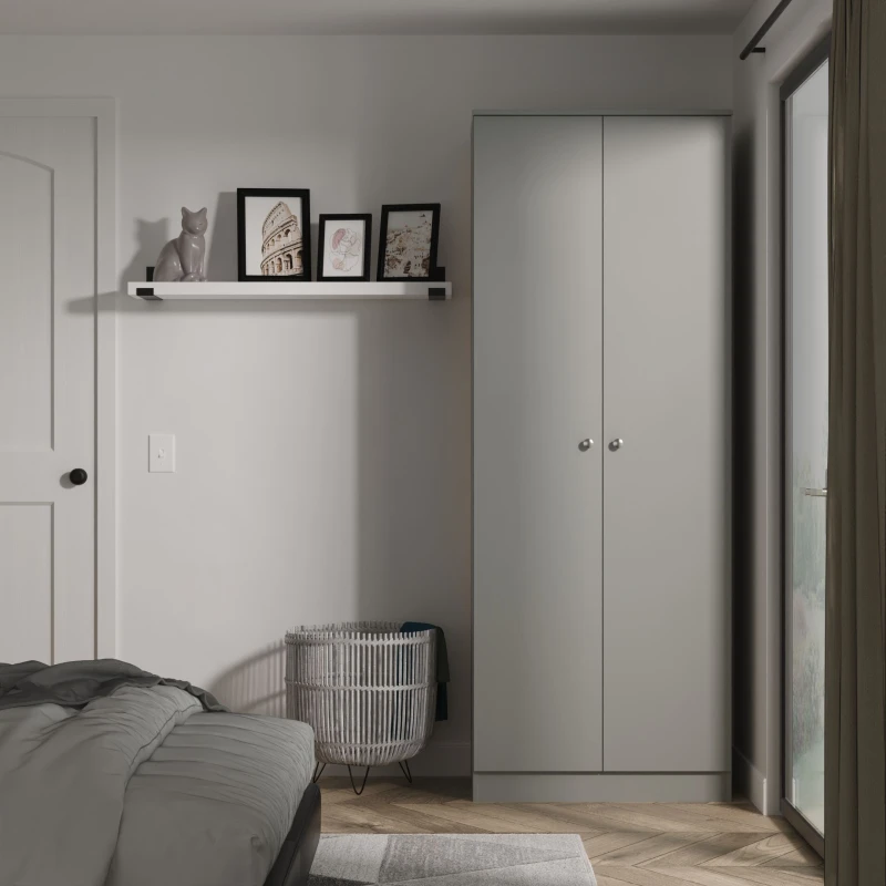 Image of Portland Tall Plain Wardrobe In Uniform Grey & Dusk Grey (Ready Assembled)
