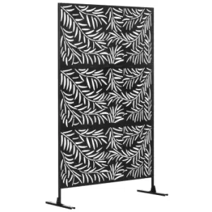 Image of Outsunny Outdoor Privacy Screen with Stand and Ground Stakes, 6.5FT Metal Outdoor Divider, Decorative Privacy Panel for Garden Willow Branch Style